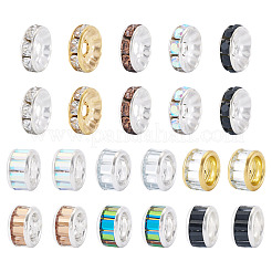 55 pièce 11 styles de perles d'espacement en alliage de verre et de strass en fer&nbsp;FIND-TA0008-70C