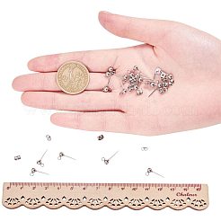 DIYピアス作り  304ステンレススチール製のイヤリング部品と304ステンレススチール製のイヤリングナット/ピアスバックキャッチ付き  ステンレス鋼色  40個/箱&nbsp;DIY-PH0020-37P