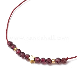 Натуральные круглые гранатовые бусины плетеные браслеты из бусин для женщин BJEW-JB11655-05