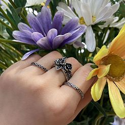 3 Stück stapelbare Fingerringe aus Messing mit Blumenmotiv für Damen&nbsp;FS-WG45278-03