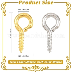 1200 шт. 2 вида цветов железный винт с ушком&nbsp;IFIN-YW0004-11
