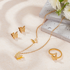 Комплект украшений из нержавеющей стали в виде бабочек SJEW-AN0001-54