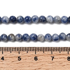 ナチュラルブルースポットジャスパービーズ  ラウンド  コーンフラワーブルー  4mm  穴：0.8mm  約87個/連  15インチ&nbsp;X-GSR4mmC036