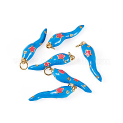 6 Stück Messing-Emaille-Anhänger&nbsp;KK-SW0001-08A