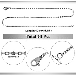 20 шт. набор из цепочек с плоским кабелем из нержавеющей стали 304 NJEW-SC0001-28