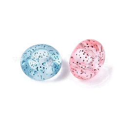 クリアアクリルヨーロピアンビーズ  大穴ビーズ  ロンデル  グリッターパウダー付き  ミックスカラー  14x7.5mm  穴：5.5mm  約580個/500g&nbsp;TACR-Q013-09