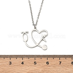 Collar con colgante de estetoscopio en forma de corazón de acero inoxidable 304 para mujer&nbsp;NJEW-B158-03P