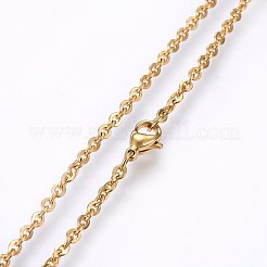 304ステンレススチールアズキチェーンネックレス  カニカン付き  ゴールドカラー  19.7インチ（50cm）  3mm&nbsp;NJEW-F226-04G-11