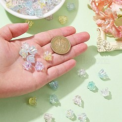300個6色透明アクリルビーズ  花  ABカラーメッキ  ミックスカラー  11.5x10.5x10mm  穴：1.6mm&nbsp;TACR-CJ0001-65