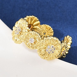 Латунные микро проложить манжеты кольца кубического циркония RJEW-C139-03G