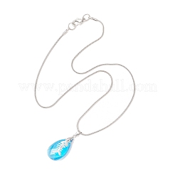 Подвеска в виде капли из морского сплава и граненого стекла&nbsp;NJEW-JN05915-02