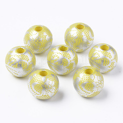 Расписные европейские бусины из натурального дерева WOOD-S057-026