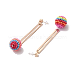 Серьги-гвоздики с круглыми шариками из смолы Waxberry&nbsp;LS-EJEW-O073-02KCG