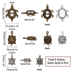 30 ensemble de 5 ensembles de sertissages de cabochons et de strass de style tibétain en alliage&nbsp;TIBEP-SC0001-98