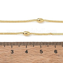 女性用真鍮製オーバルツイストチェーンネックレス  長持ちメッキ  ゴールドカラー  16.34インチ（41.5cm）&nbsp;KK-CBA2293-14G