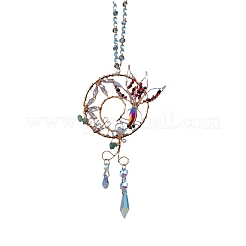 Perline di vetro avvolte in filo metallico e ornamenti pendenti per carpe metalliche&nbsp;PW-WG24251-01