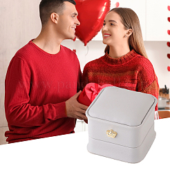 2 Stück quadratische Geschenkbox für Ringe aus PU-Leder&nbsp;LBOX-CL0001-06