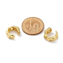 Серьги-каффы из латуни с микропаве из прозрачного кубического циркония&nbsp;EJEW-H147-11G