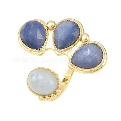 Bagues manchettes en aventurine bleue naturelle et en aigue-marine naturelle&nbsp;GG-G001-03G-07