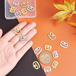 16個 4スタイル 201ステンレススチールチャーム  ハロウィン用  カボチャジャック-o'-ランタン/ジャック-o-ランタン  ミックスカラー  14.5~36x14.5~35x0.3~1mm  穴：1.5~2mm  4個/スタイル&nbsp;STAS-UN0033-45