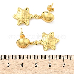 フラワー 304 ステンレススチール ダングル スタッド イヤリング  ゴールドカラー  31x13mm&nbsp;EJEW-A125-49G