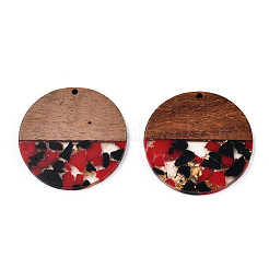 Pendentifs en résine transparente et bois de noyer&nbsp;RESI-TAC0017-75-A06