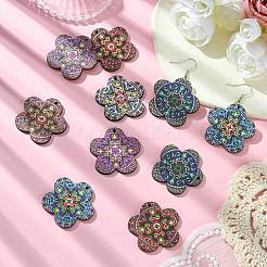 30шт 5 цвета подвески из натуральной липы с принтом&nbsp;WOOD-CJ0001-86