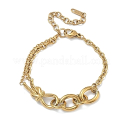 Bracciali a maglie ovali in acciaio inossidabile 304&nbsp;BJEW-F533-02C-G
