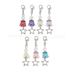 Подвеска в виде звезды из цветочного АБС-пластика и жемчуга HJEW-JM03132