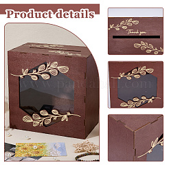 Rustikale Hochzeitskartenbox aus Holz mit Acrylfenster&nbsp;AJEW-WH0709-514