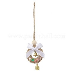 Décorations de Noël en forme de nœud papillon en bois et polyester&nbsp;HJEW-JM04193-03