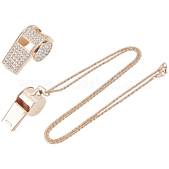 Collares con colgante de silbato de aleación de cristal y rhinestone&nbsp;NJEW-WH20001-24G-01