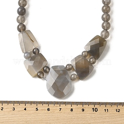 Collane di perline graduate sfaccettate in agata grigia naturale per donna&nbsp;NJEW-B128-01F