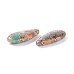 Pendentifs quartz orange naturel assemblés & jade serpentine&nbsp;G-K317-C04