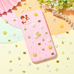 230個の樹脂カボション  ネイルアートデコレーション  花とミツバチ  きいろ  9.5x10x2.5mm&nbsp;MRMJ-CJC0011-004