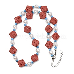 Colliers de perles en pierre de lave naturelle teintée&nbsp;GG-CBA922D-07C
