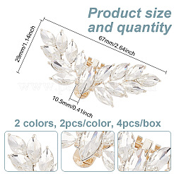 4 шт. 2-цветное украшение для обуви из сплава крыльев со стразами FIND-GO0002-27