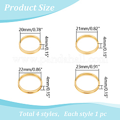 4 шт. 4 стиля из нержавеющей стали с рифлеными кольцами для пальцев&nbsp;STAS-LP0001-43G-02