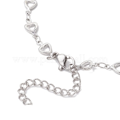 304 Edelstahl Hohlherz Gliederkette Armband Zubehör für Frauen&nbsp;AJEW-JB01340-02