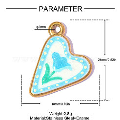 Pendentifs en acier inoxydable 304 imprimé avec émail&nbsp;SA-OY002-67G-02