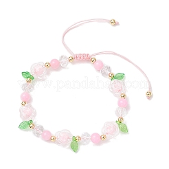 Цветочные акриловые бусины плетеные браслеты из бисера для женщин&nbsp;BJEW-MZ00192-03