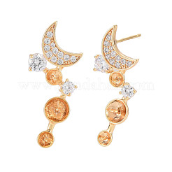 Латунные микро-паве прозрачные серьги-гвоздики из циркония KK-S364-060