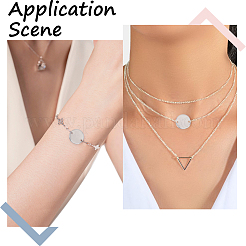 Набор для изготовления ожерелья из нержавеющей стали 304 с плоским круглым кулоном и цепочками DIY-SC0024-15