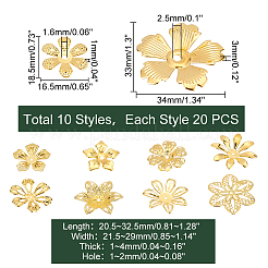 200 шт. 10 стильные железные колпачки для бусин&nbsp;IFIN-PH0005-15G