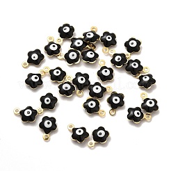 304ステンレススチールエナメルチャーム  ナザールボンジュウのチャーム入り花  ゴールドカラー  ミックスカラー  8.5x6.5x2.5mm  穴：1mm&nbsp;STAS-G302-01G