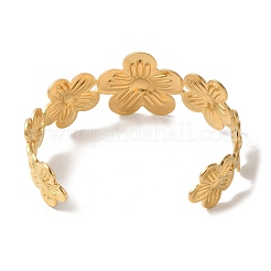 Браслеты-манжеты с цветком из нержавеющей стали для женщин BJEW-G719-13G