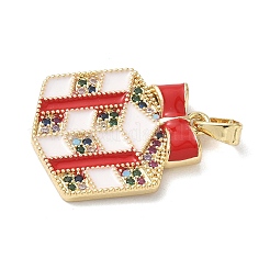 Рождественские латунные подвески с микропаве из фианита&nbsp;LS-KK-K305-07E-02