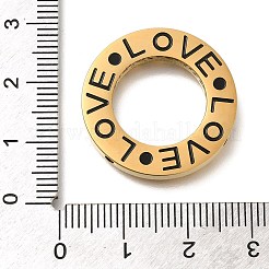 304ステンレスペンダント  愛の文字が刻まれた丸い指輪  ゴールドカラー  24.5x24.5x3mm  穴：1.8mm&nbsp;STAS-R131-06G-01