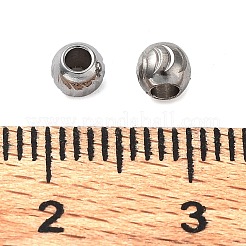変色しにくい303ステンレススチールビーズ  ムーン模様でラウンド  ステンレス鋼色  4x3mm  穴：1.8mm&nbsp;STAS-Q302-01D-P