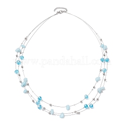 Natürliche weiße Jade 3-lagige Halsketten&nbsp;NJEW-JN05051